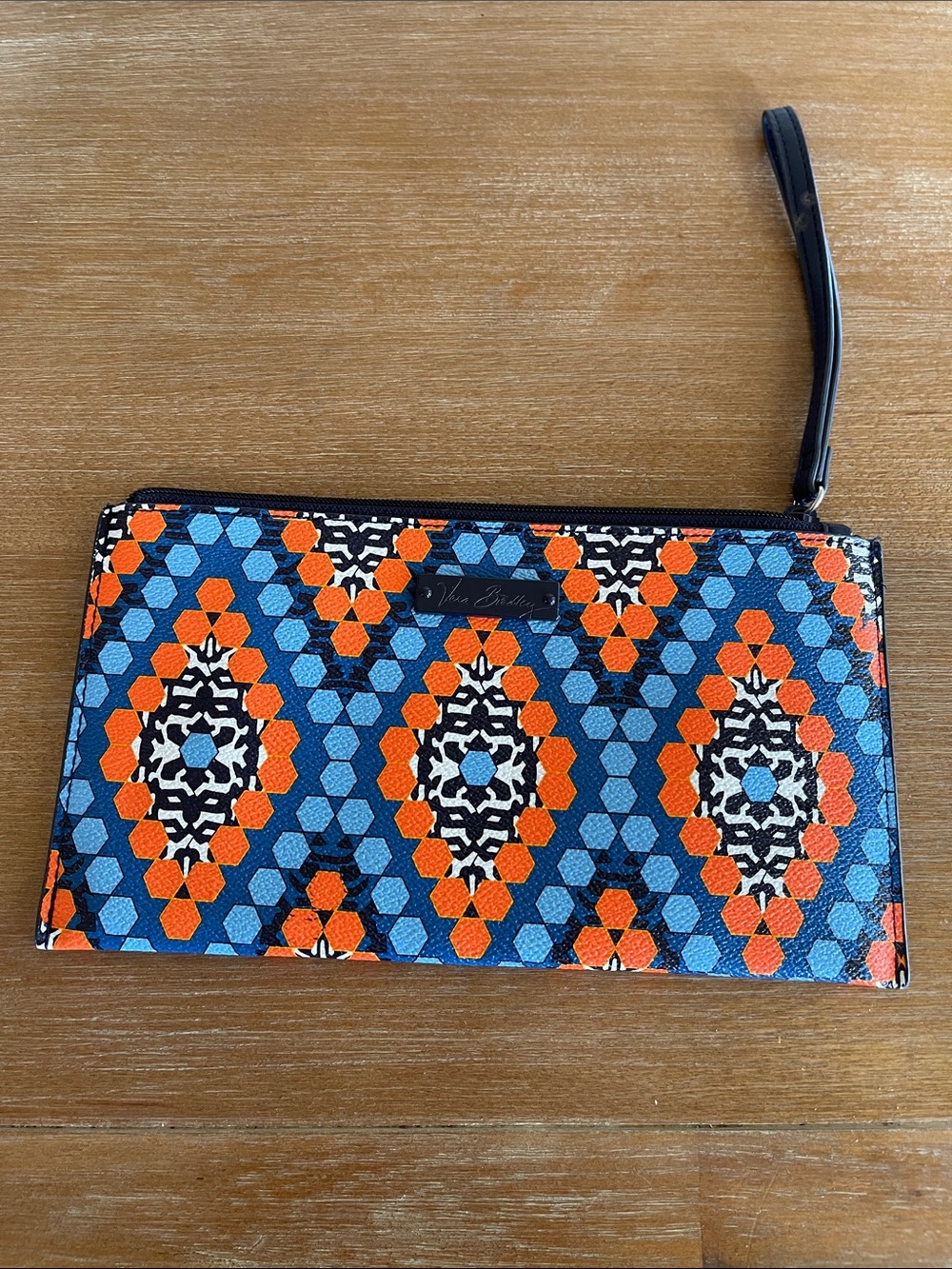 Vera Bradley Blue and Orange Geometric Wristlet Clutch
